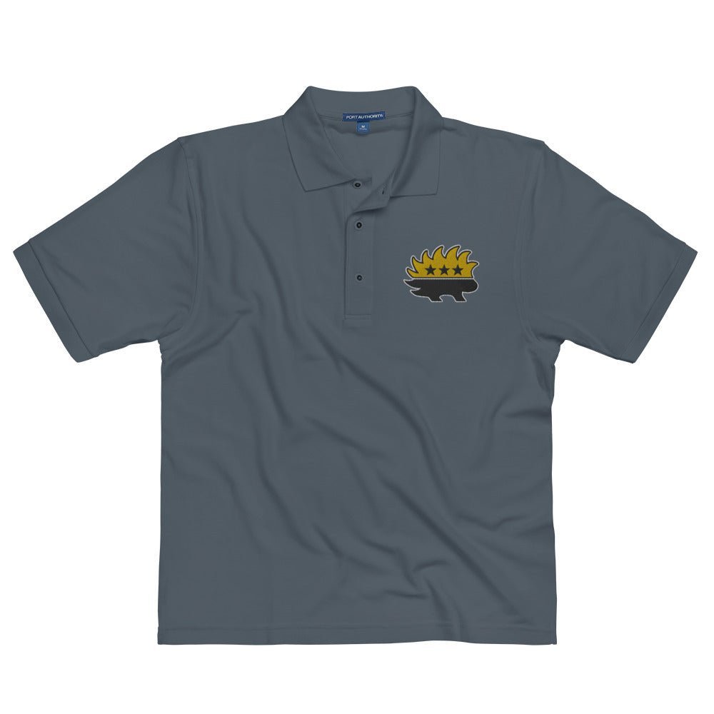 Black and Gold Libertarian Porcupine Embroidered Polo