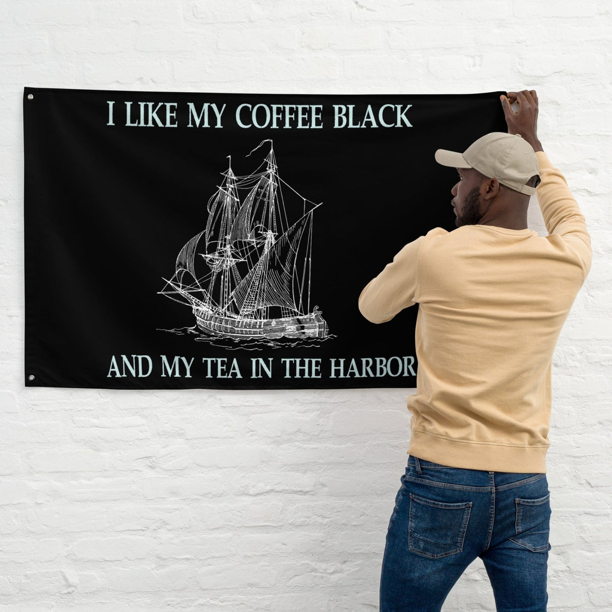 I Like My Coffee Black And Tea In The Harbor Flag