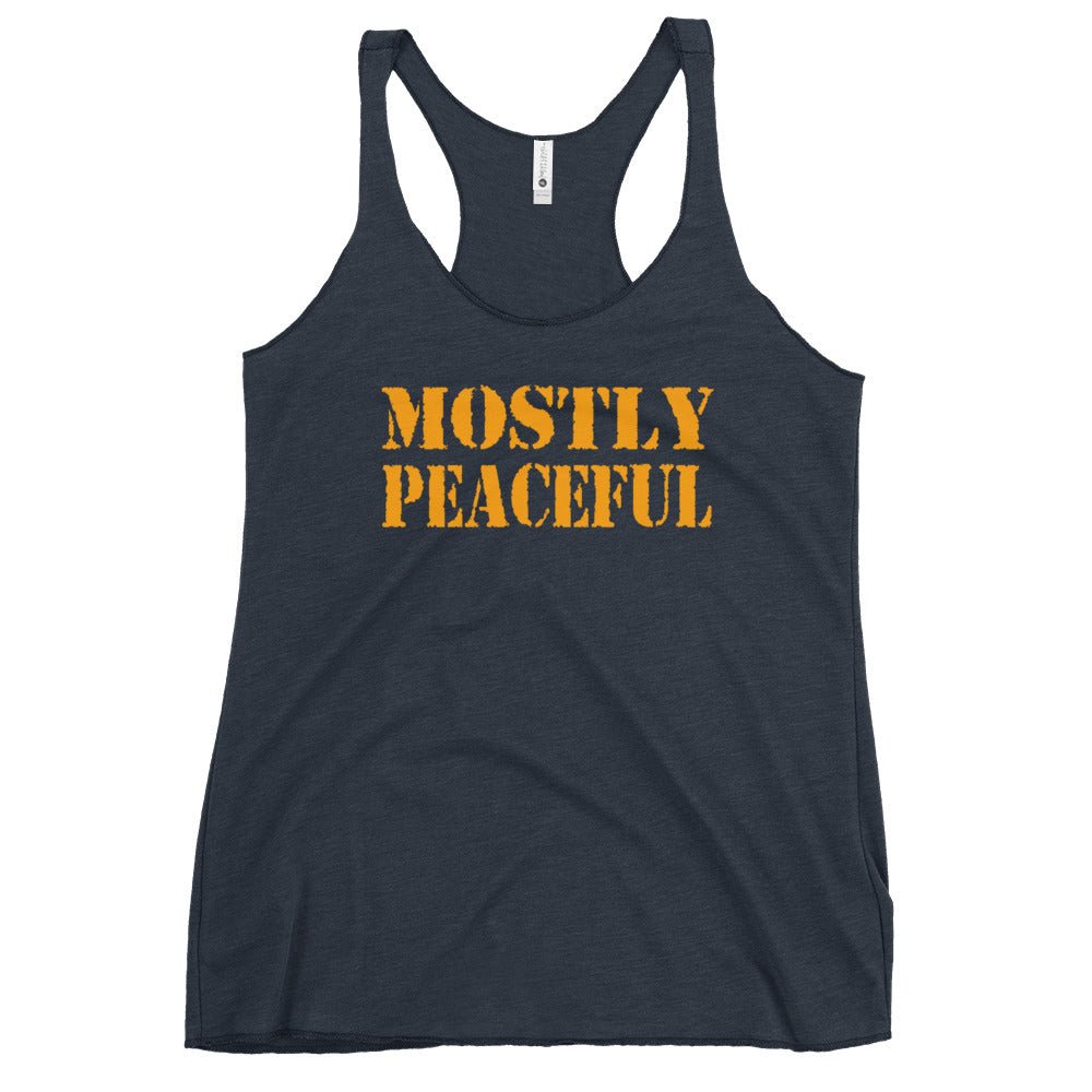 Mostly Peaceful Women's Racerback Tank Top