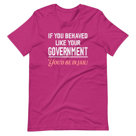 If You Behaved Like Your Government You'd Be In Jail Shirt