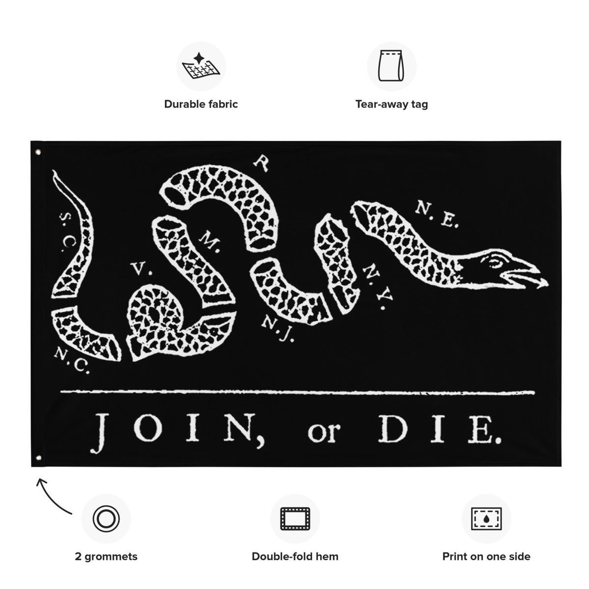 3x5FT Join or Die Flag Revolutionary War Ben Franklin 3x5FT Join or Die Flag Revolutionary War Ben Franklin