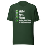 Wallet Keys Phone Hating The Government Shirt