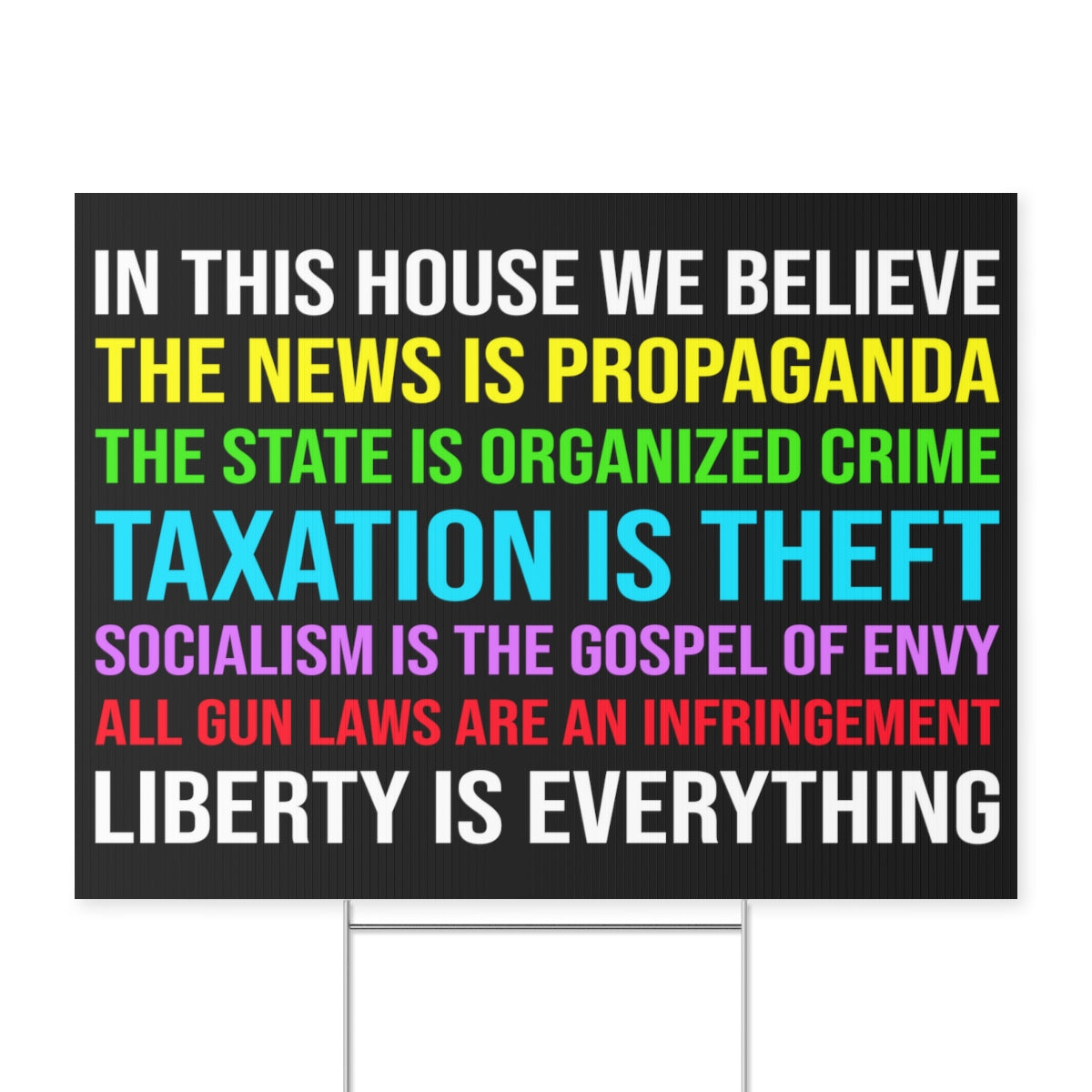 In This House We Believe Libertarian Version Yard Sign