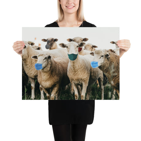 Sheep in Face Masks Poster - Libertarian Country