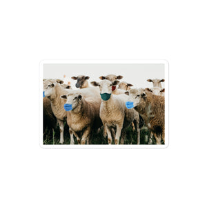 Sheep Wearing Face Masks Sticker - Libertarian Country