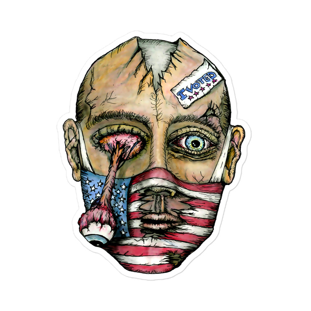 Masked Zombie I Voted Sticker