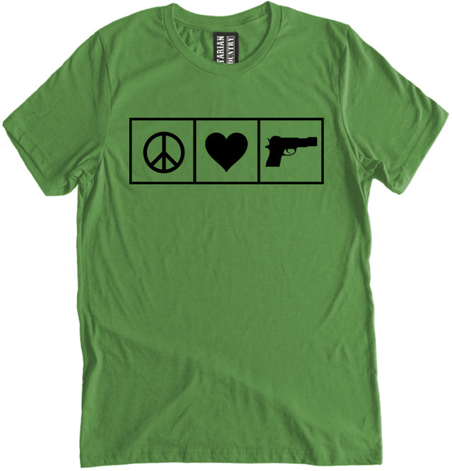 Peace Love and Guns Shirt by Libertarian Country