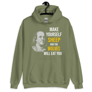 Ben Franklin Sheep and Wolves Hoodie - Libertarian Country