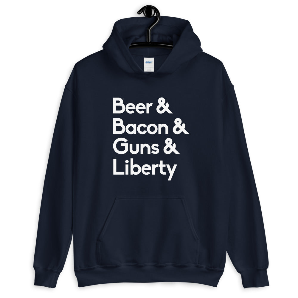 Beer Bacon Guns Liberty Hoodie - Libertarian Country