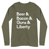 Beer Bacon Guns and Liberty Premium Long Sleeve Shirt - Libertarian Country