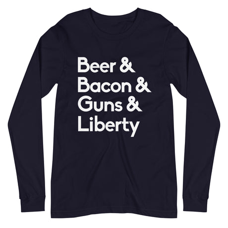 Beer Bacon Guns and Liberty Premium Long Sleeve Shirt - Libertarian Country
