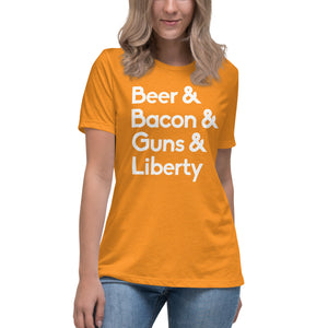 Beer Bacon Guns and Liberty Women's Shirt - Libertarian Country