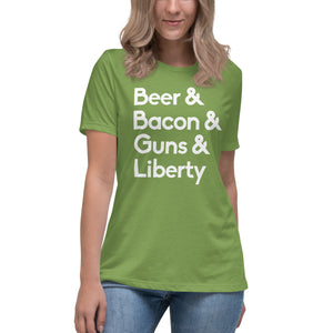 Beer Bacon Guns and Liberty Women's Shirt - Libertarian Country